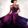 Haute couture violet corsage dress in shantung silk