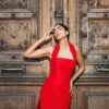 THE ÉCARA red Duchesse satin haute couture long dress